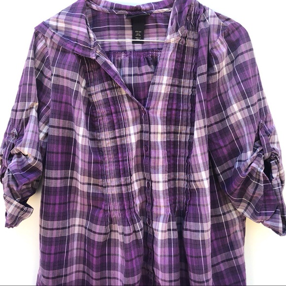 Lane Bryant 22/24W Plaid Hooded Blouse Button up - Picture 3 of 8